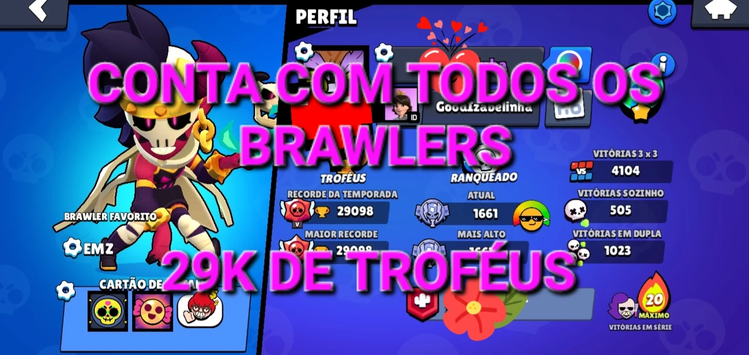 Conta Brawl Stars todos Brawlers 29k trofeus