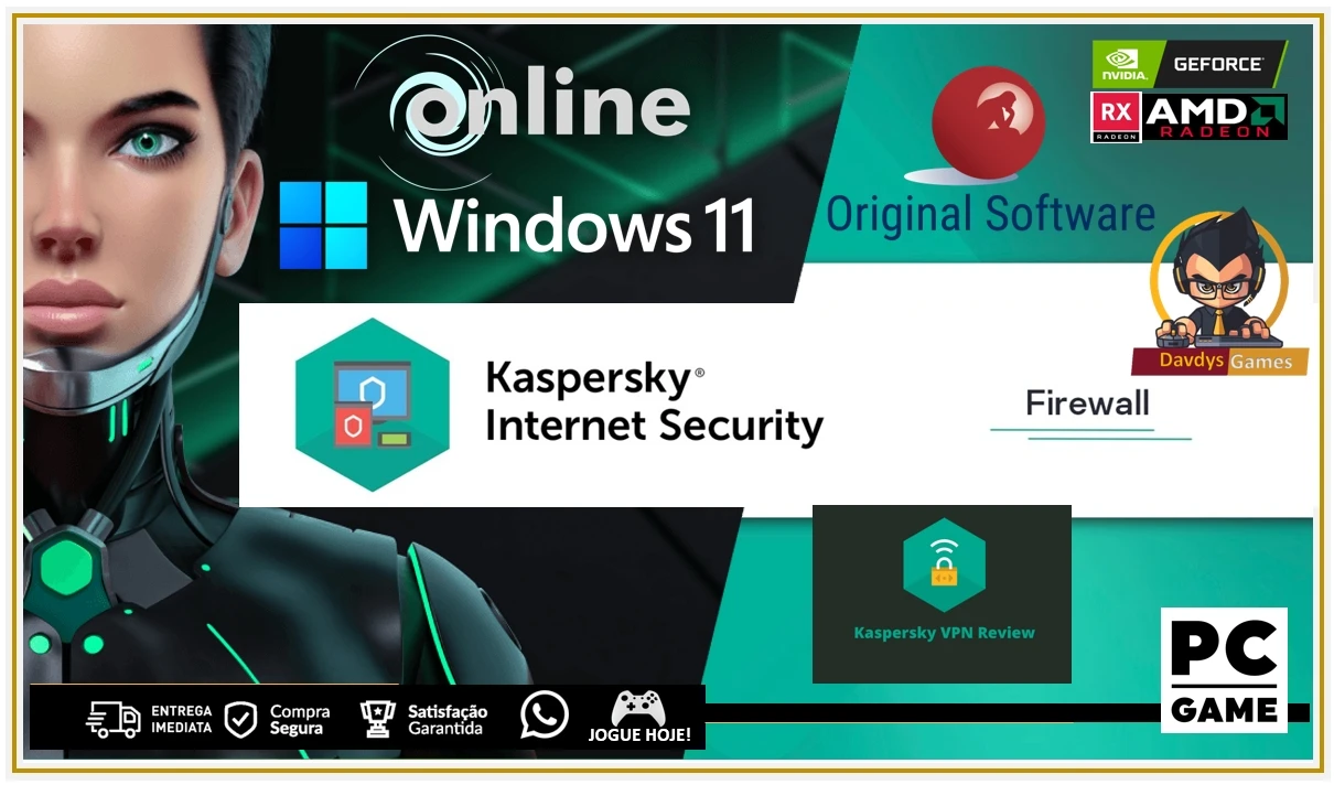 Kaspersky Anti-Vírus + VPN + Firewall + Otimizardor - PC