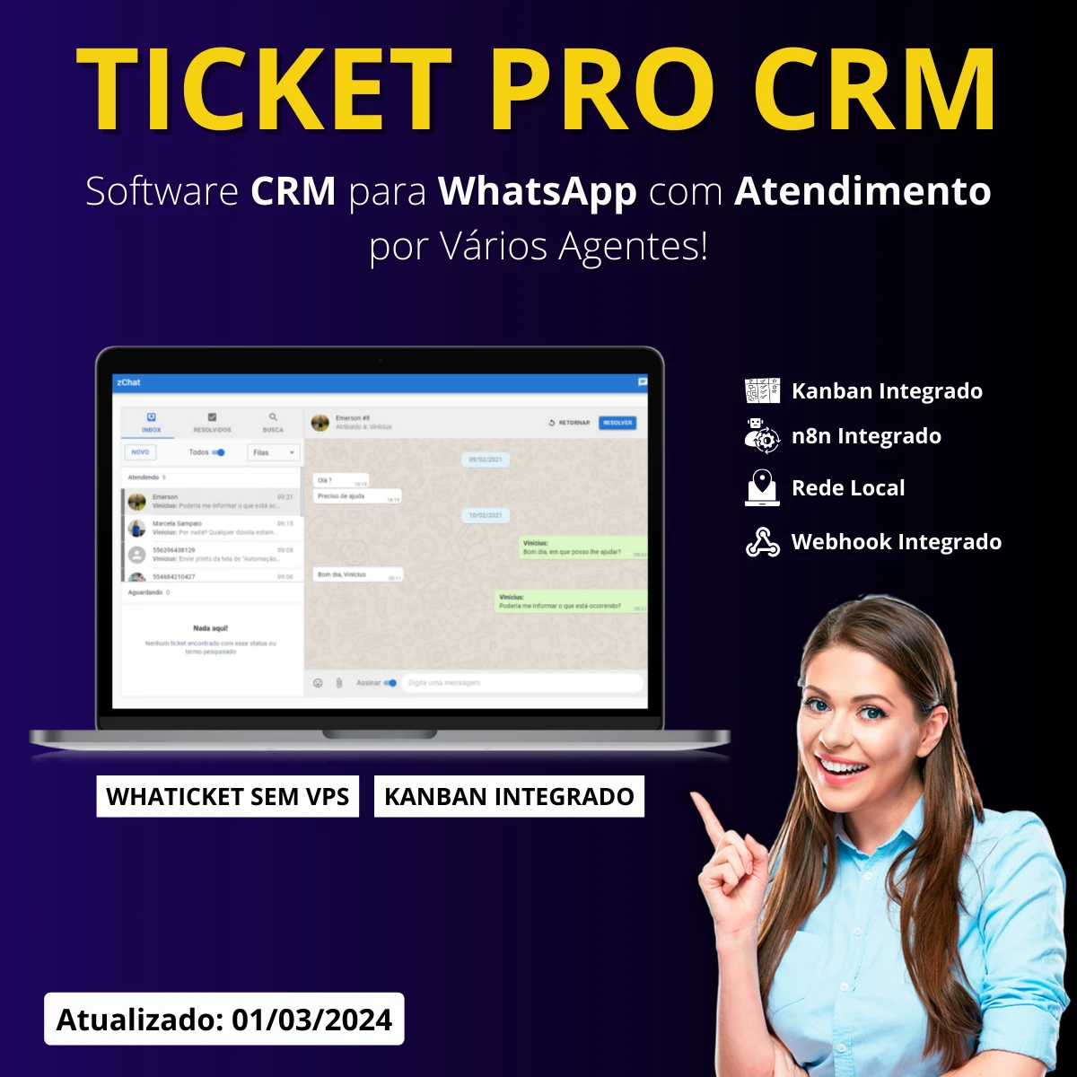 CRM W.h.a.t.s.A.p.p TicketPRO Whaticket Sem VPS