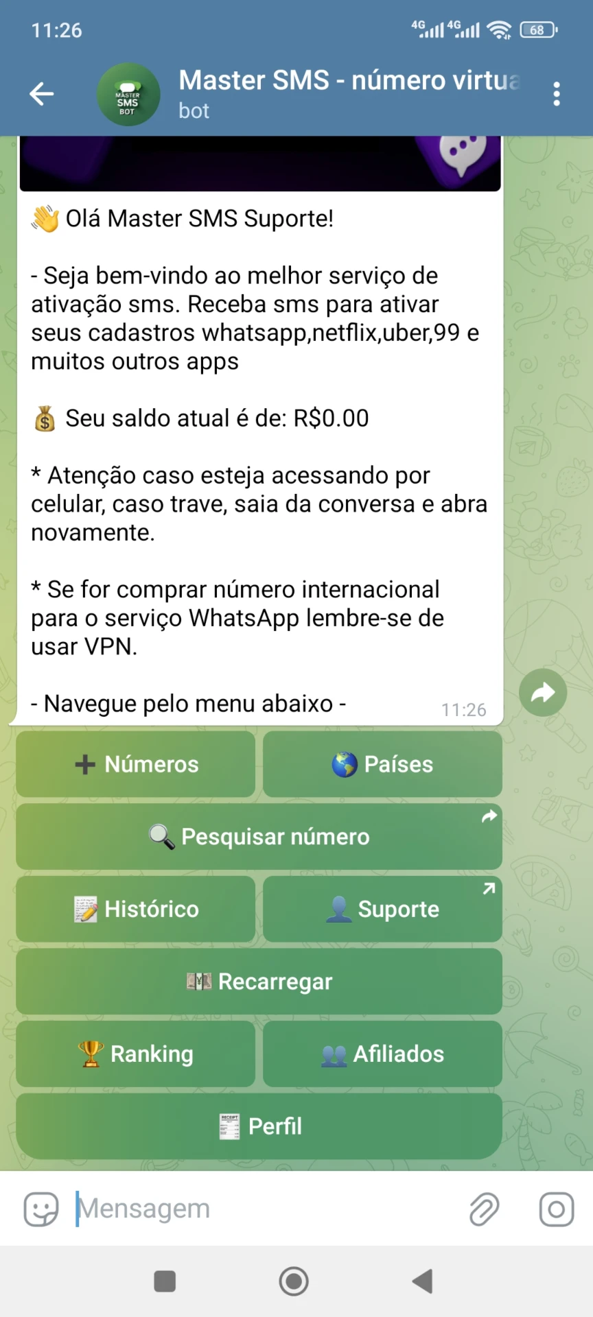 Bot Telegram Sms Numero Virtual - Source Python