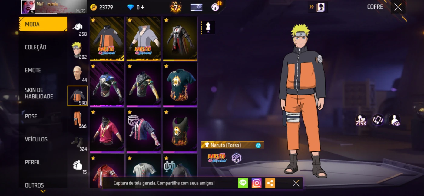 Conta Free fire MUITO gemada e antiga