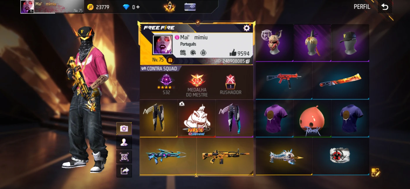 Conta Free fire MUITO gemada e antiga