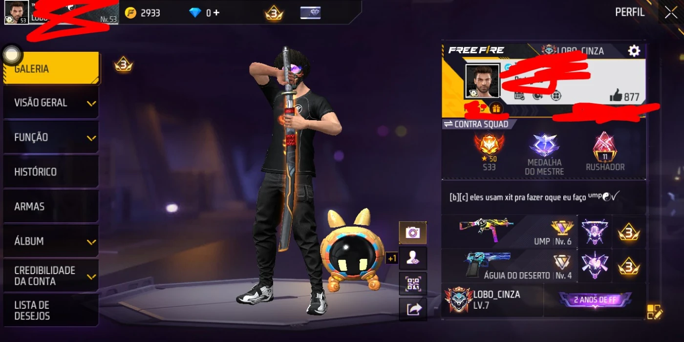 Conta de free fire parada e gemada - Outros