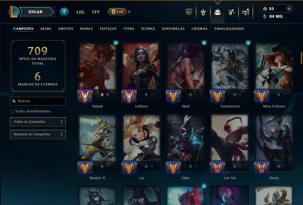 Mestre com 150 Champs e 153 Skins ( 372 PDL ) - League of Legends LOL