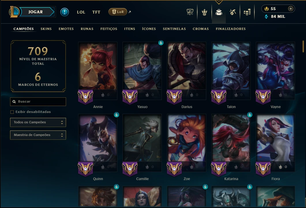 Mestre com 150 Champs e 153 Skins ( 372 PDL ) - League of Legends LOL