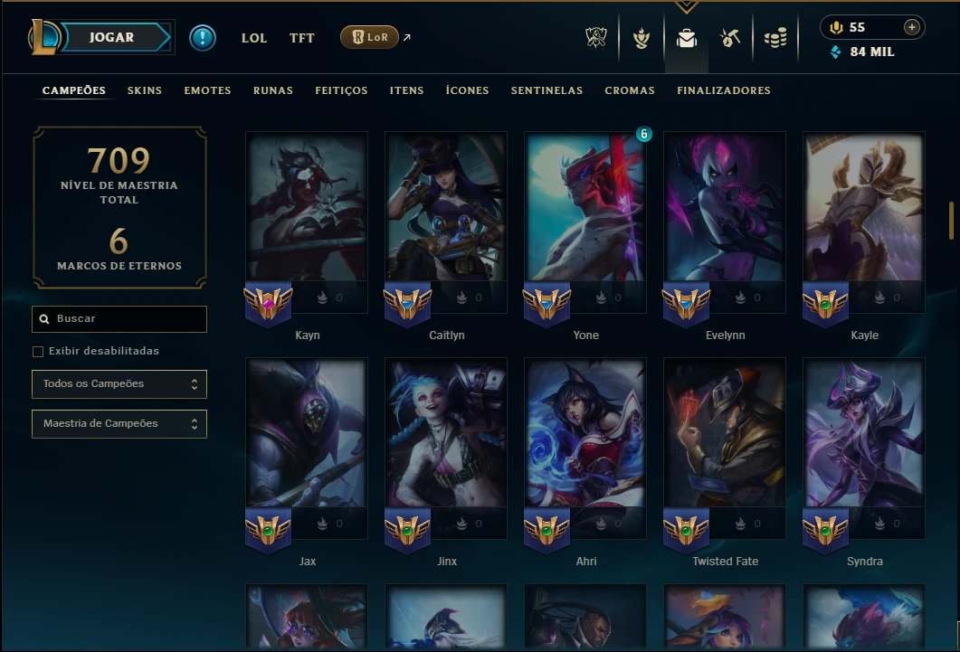 Mestre com 150 Champs e 153 Skins ( 372 PDL ) - League of Legends LOL