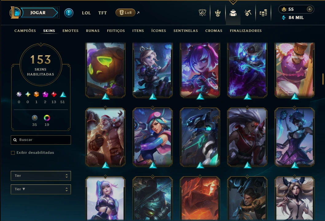 Mestre com 150 Champs e 153 Skins ( 372 PDL ) - League of Legends LOL