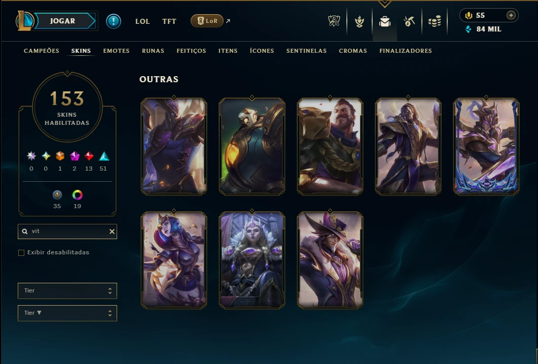 Mestre com 150 Champs e 153 Skins ( 372 PDL ) - League of Legends LOL