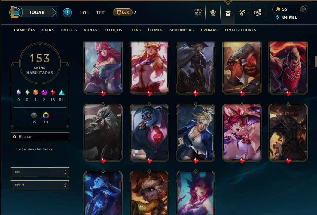 Mestre com 150 Champs e 153 Skins ( 372 PDL ) - League of Legends LOL