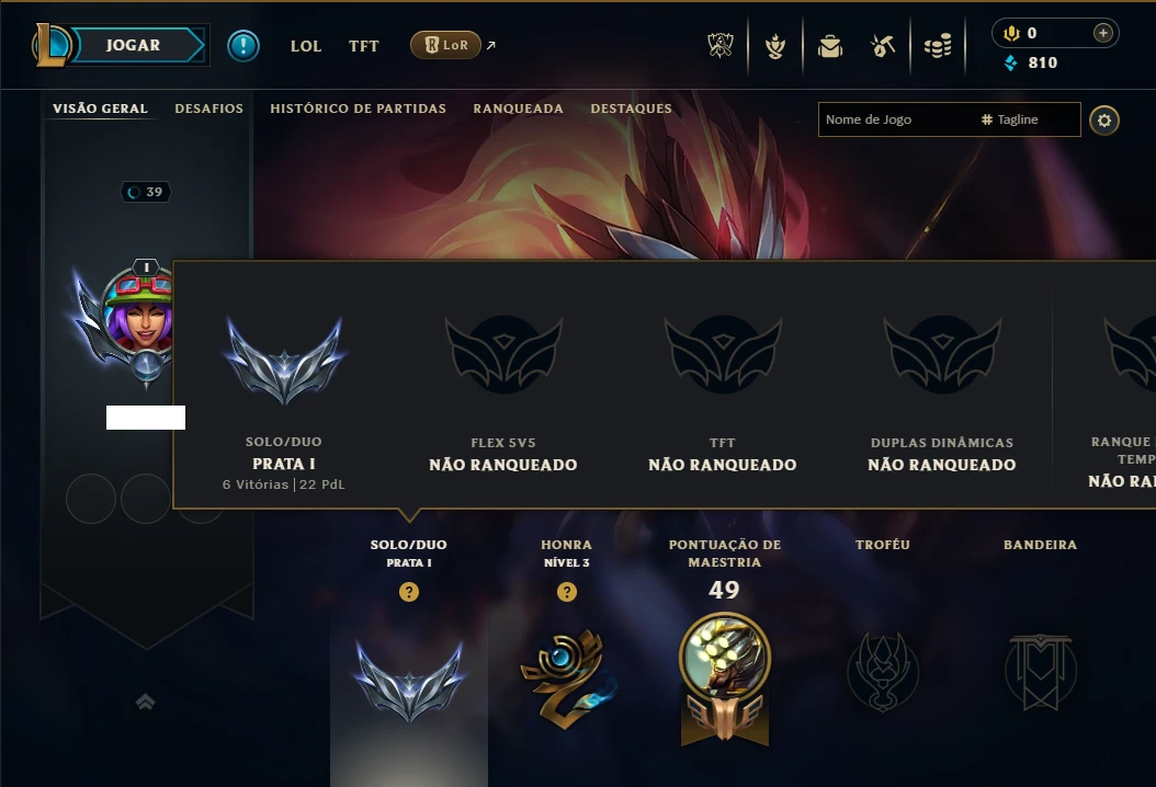 Prata 1 com 35 Champs e 6 Skins - League of Legends LOL