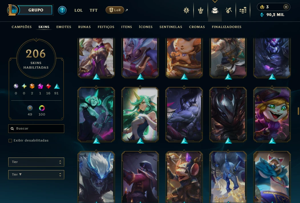 Conta lol com 206 skins - League of Legends