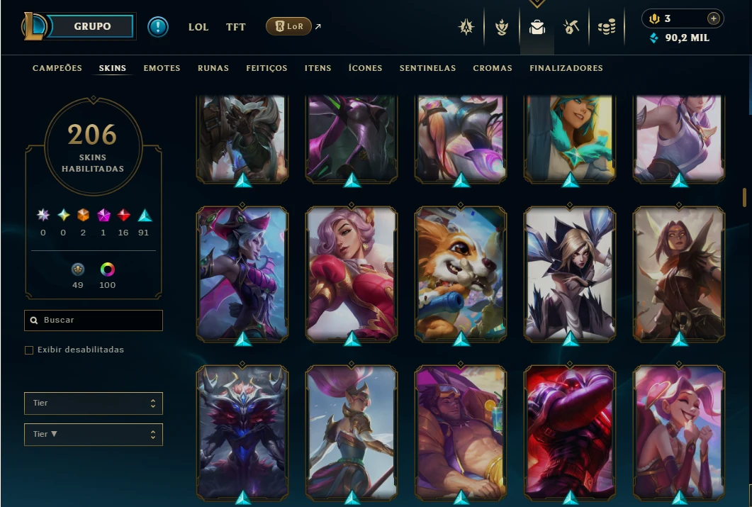 Conta lol com 206 skins - League of Legends