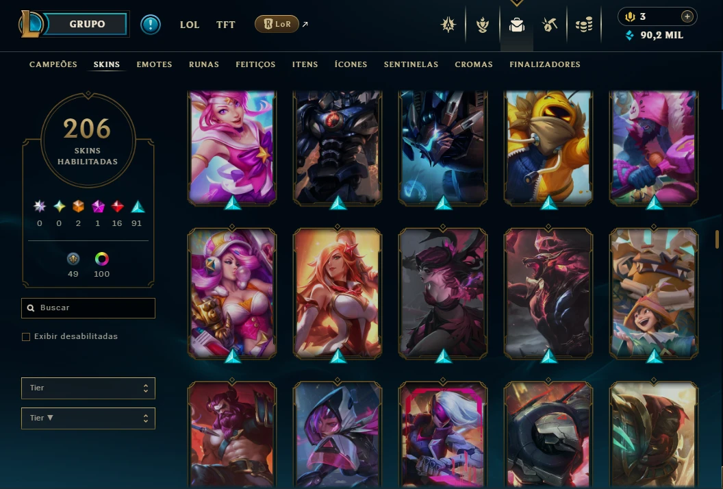 Conta lol com 206 skins - League of Legends