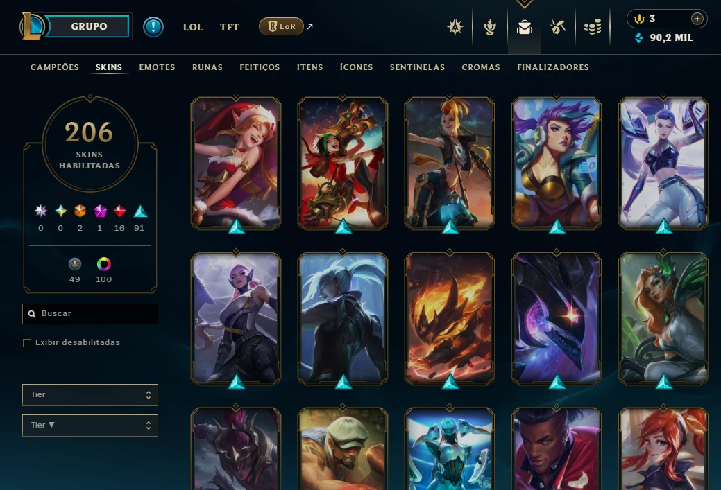 Conta lol com 206 skins - League of Legends