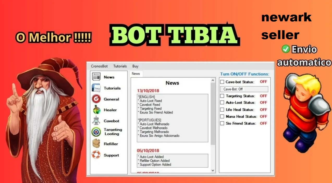 BOT Tibia (Todos Clientes) - Cavebot, Heal, Target, Refiler!
