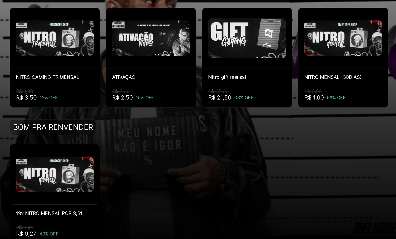 Fornecedor de Nitro,steamkey, impulsos,Minecraff,E Streaming - Outros