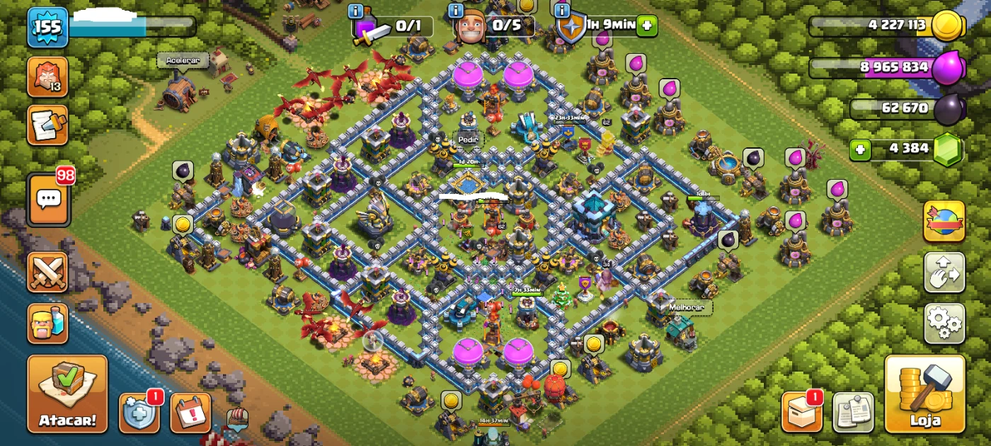 Cv13 - 4384 Gemas - 2 Equips. Épicos + Conta Clash Royale - Clash of Clans