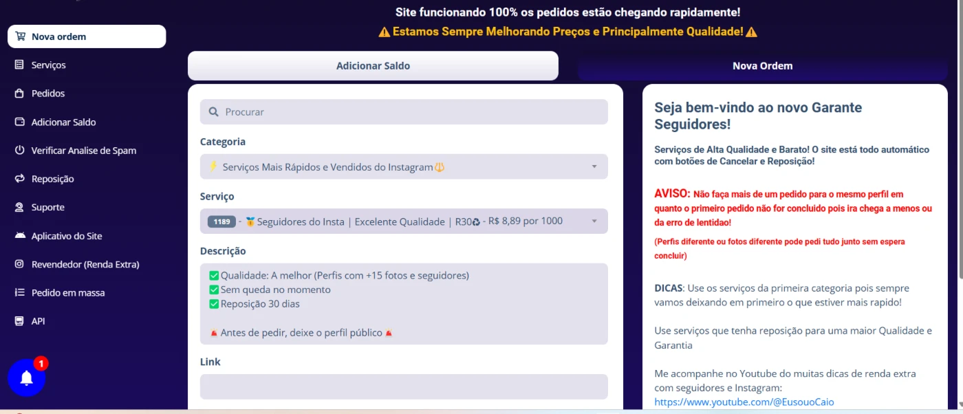 Plataforma de comprar seguidores - Redes Sociais
