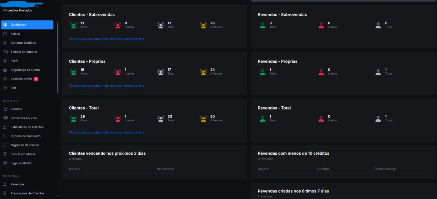 Painel IPTV 200 Créditos - Mensalista - Premium