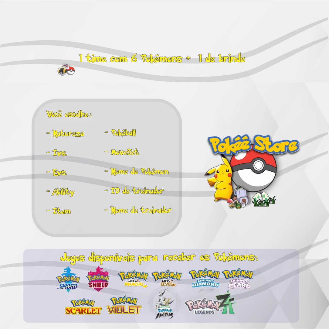 Pokemons Legends ZA Time com 6 Pokemons + 1 Brinde - Outros