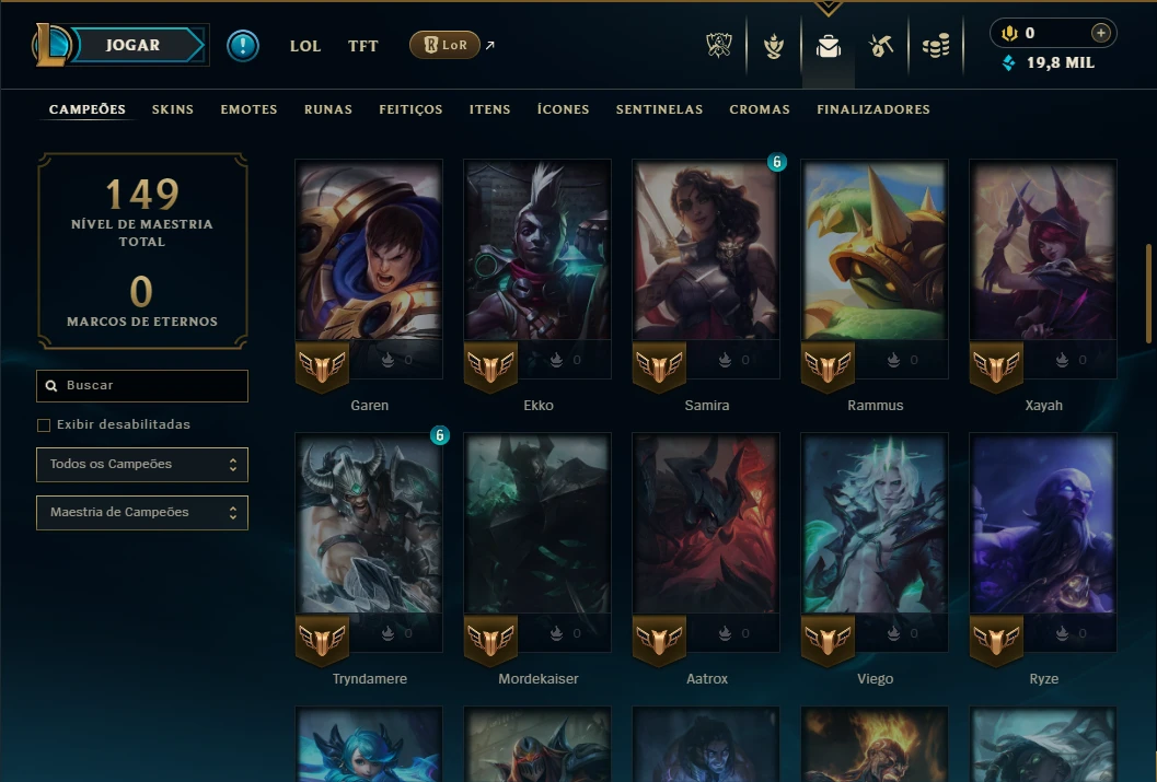 Platina 2 com 70 Champs e 14 Skins - League of Legends LOL