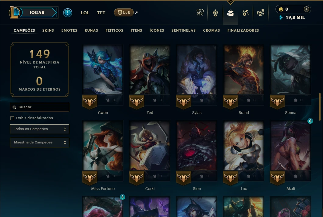 Platina 2 com 70 Champs e 14 Skins - League of Legends LOL