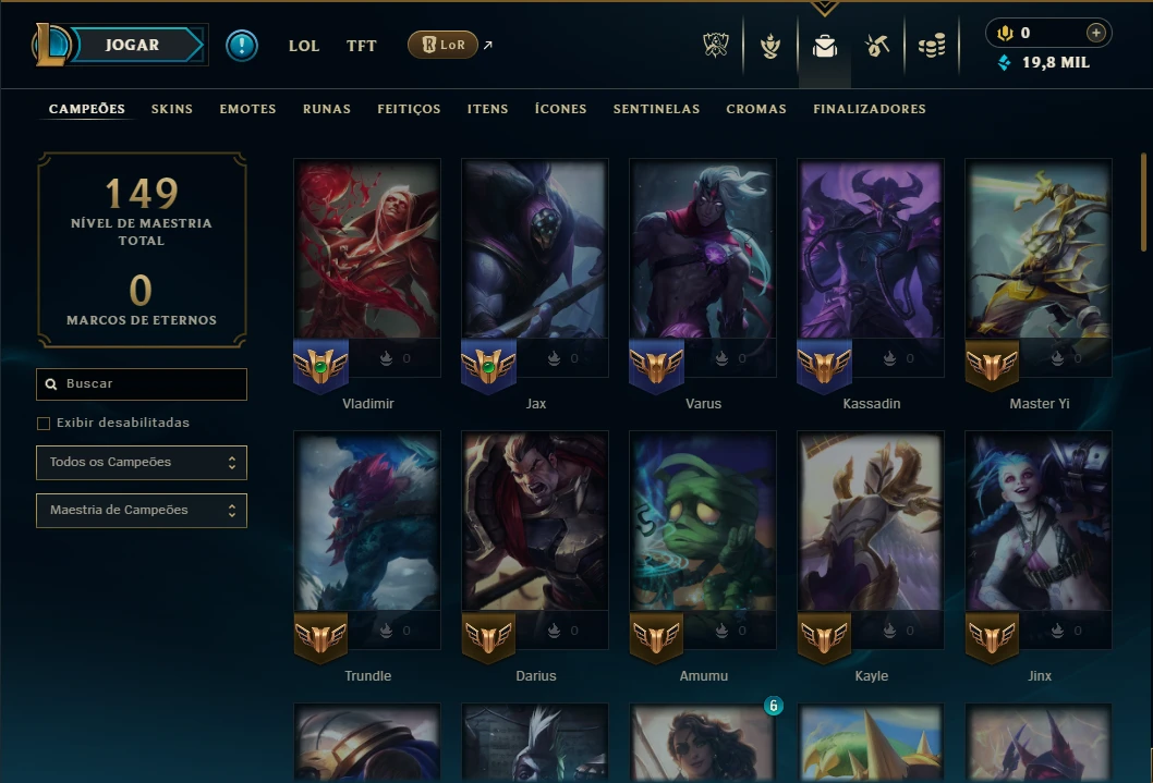 Platina 2 com 70 Champs e 14 Skins - League of Legends LOL