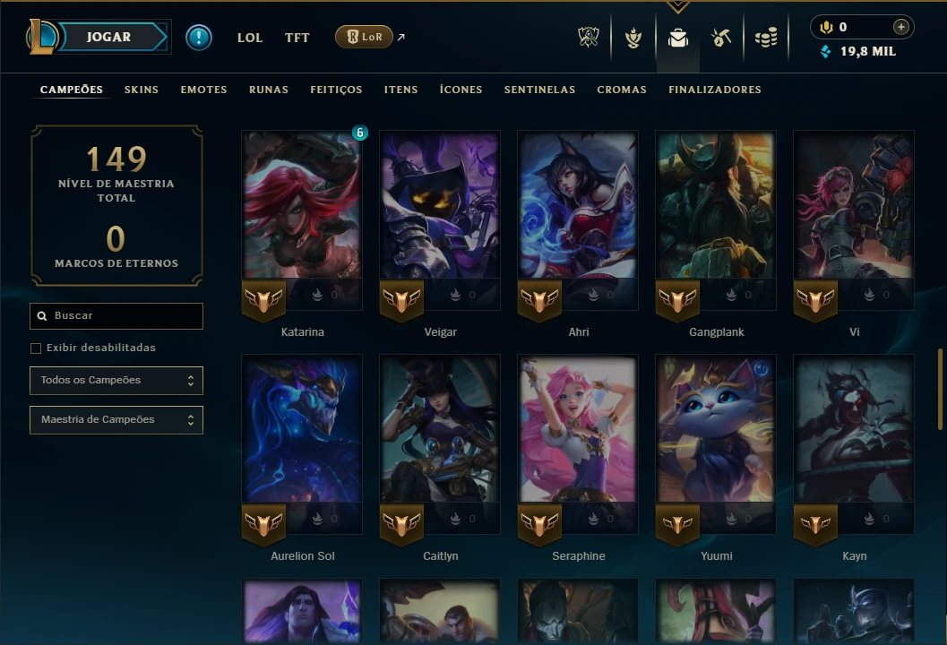 Platina 2 com 70 Champs e 14 Skins - League of Legends LOL