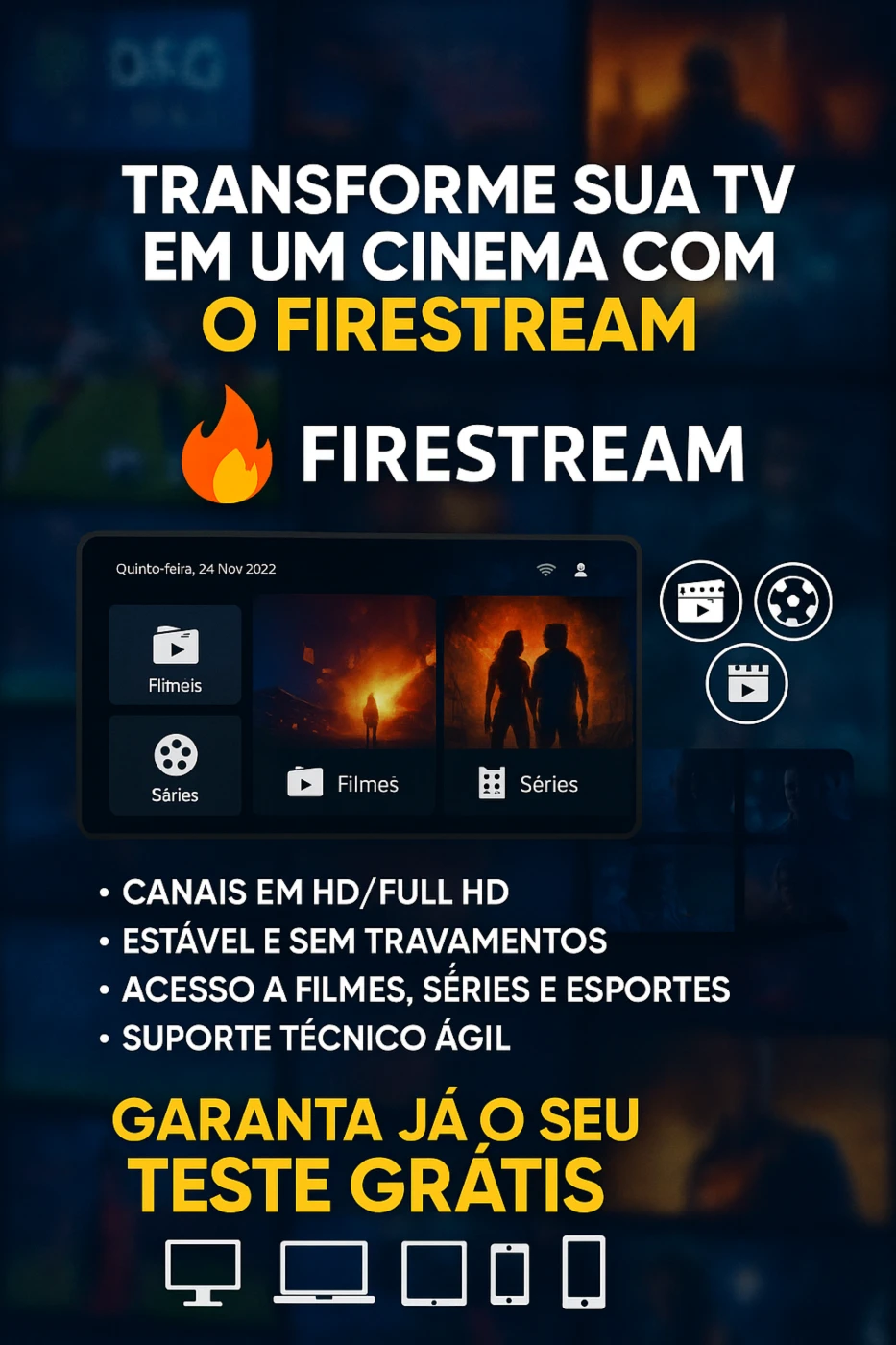 IPTV – Full HD, filmes, séries e futebo - Assinaturas e Premium