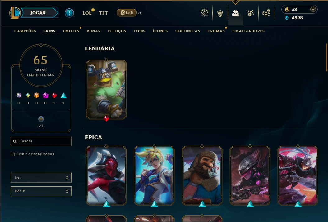 Ferro 4 com 150 Champs e 65 Skins - League of Legends LOL