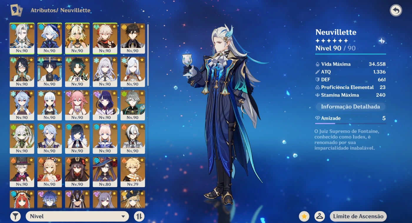 Ar60 Conta End Game Whale (27 Armas 5* + 36 Personagens 5*) - Genshin Impact