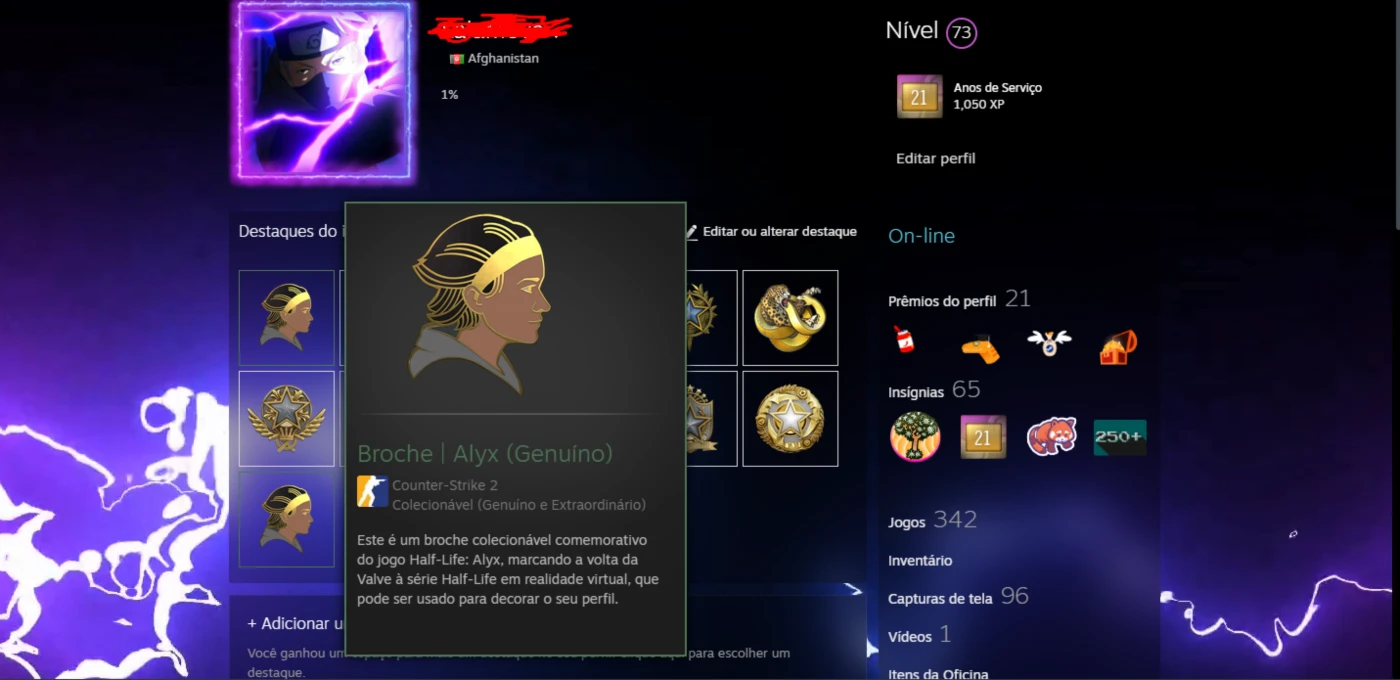 Steam 21 anos | Lvl 73 | 342 Jogos - Counter Strike CS