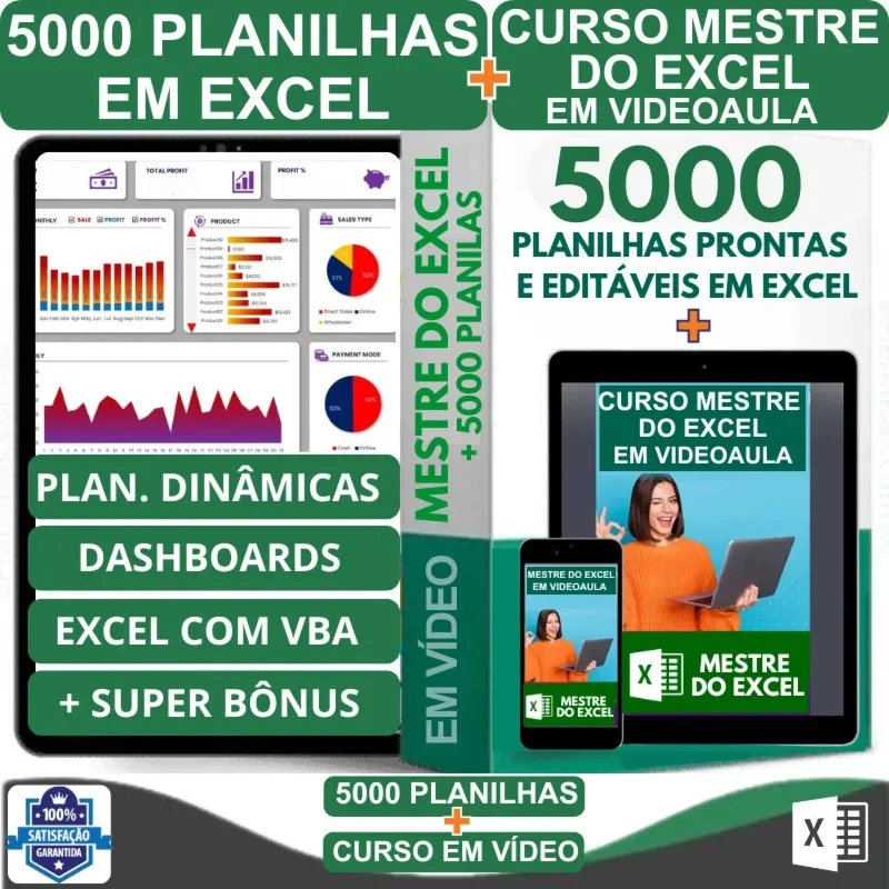 Curso Mestre do Excel + 5000 Planilhas Excel Editáveis - Courses and Programs