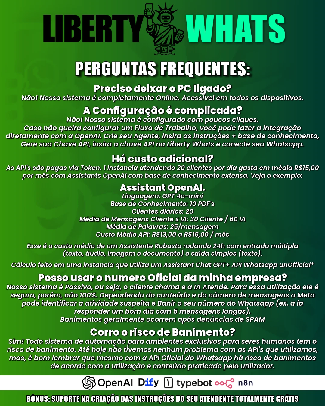 Liberty WH4TS - Bot Openai Api Agent Qrcode - Mensal - Others