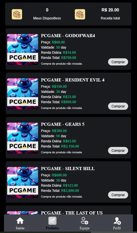 Site de Investimento PC Games - Assinaturas e Premium