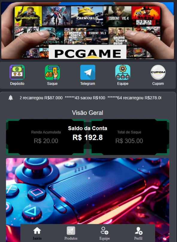 Site de Investimento PC Games - Assinaturas e Premium