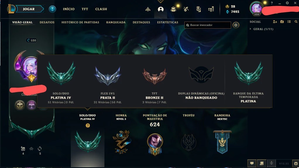 Conta League Of Legends Platina Lol DFG