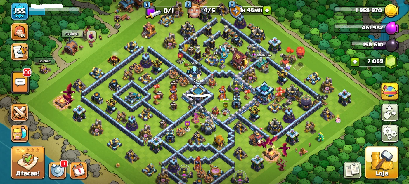 Cv13 Full - 7069 Gemas - 11 Equipamentos Épicos - Clash of Clans