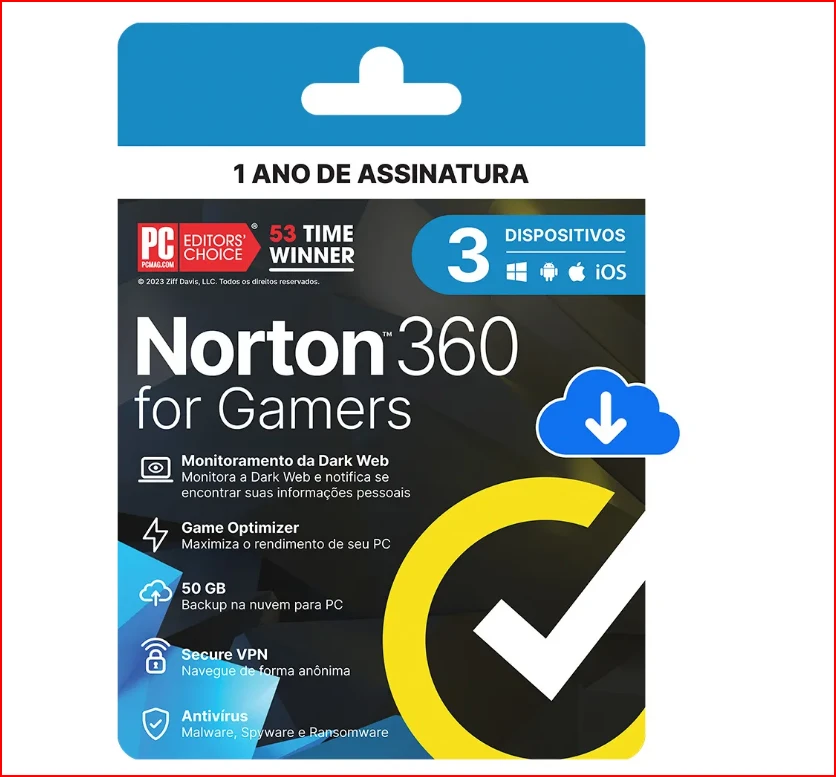 Ativirus Norton 360 game Dispositivos1 Ano + vpn ilimitado - Outros