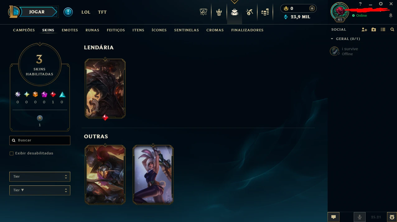 conta lol hand lvl com EA skins gold4 mmr plat+ - League of Legends