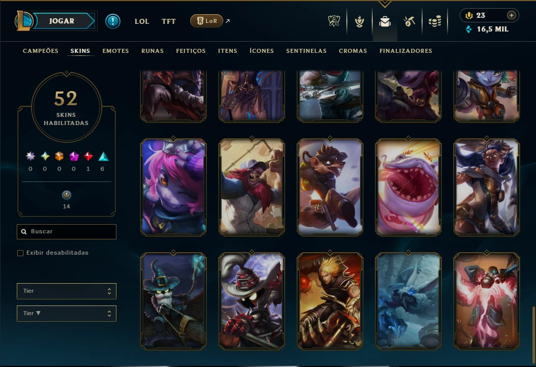 Unranked com 110 Champs e 52 Skins - League of Legends LOL