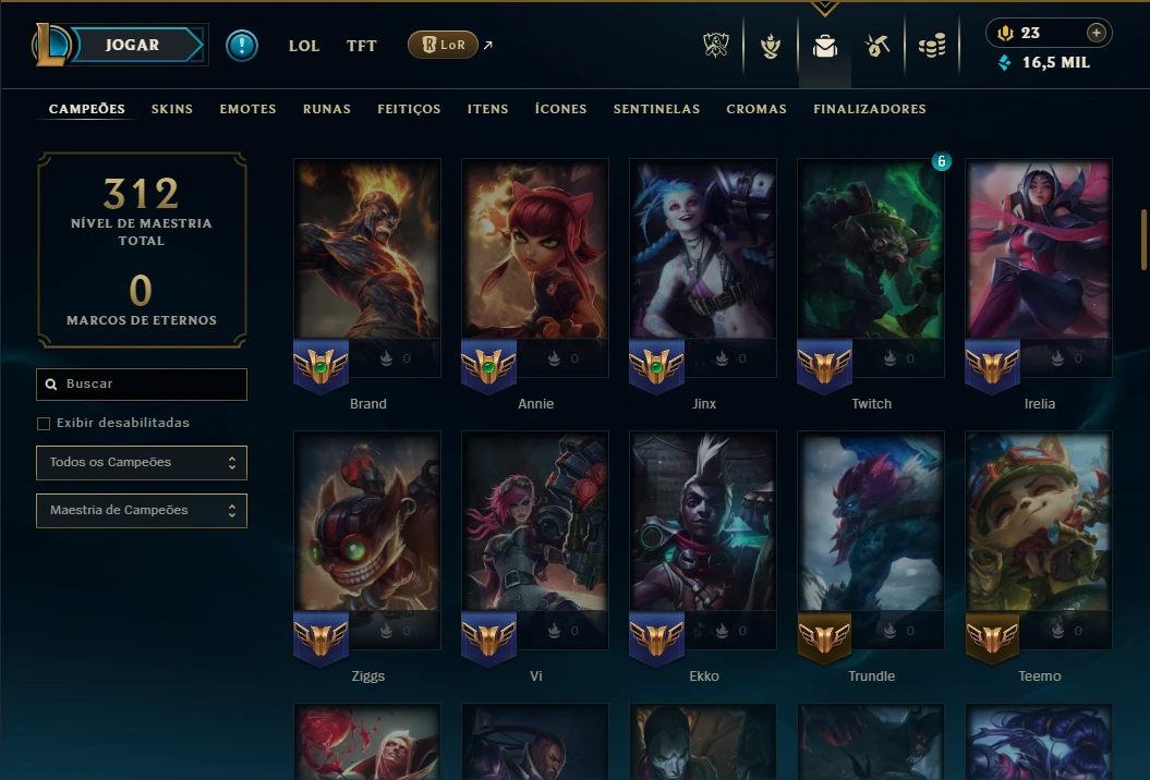 Unranked com 110 Champs e 52 Skins - League of Legends LOL