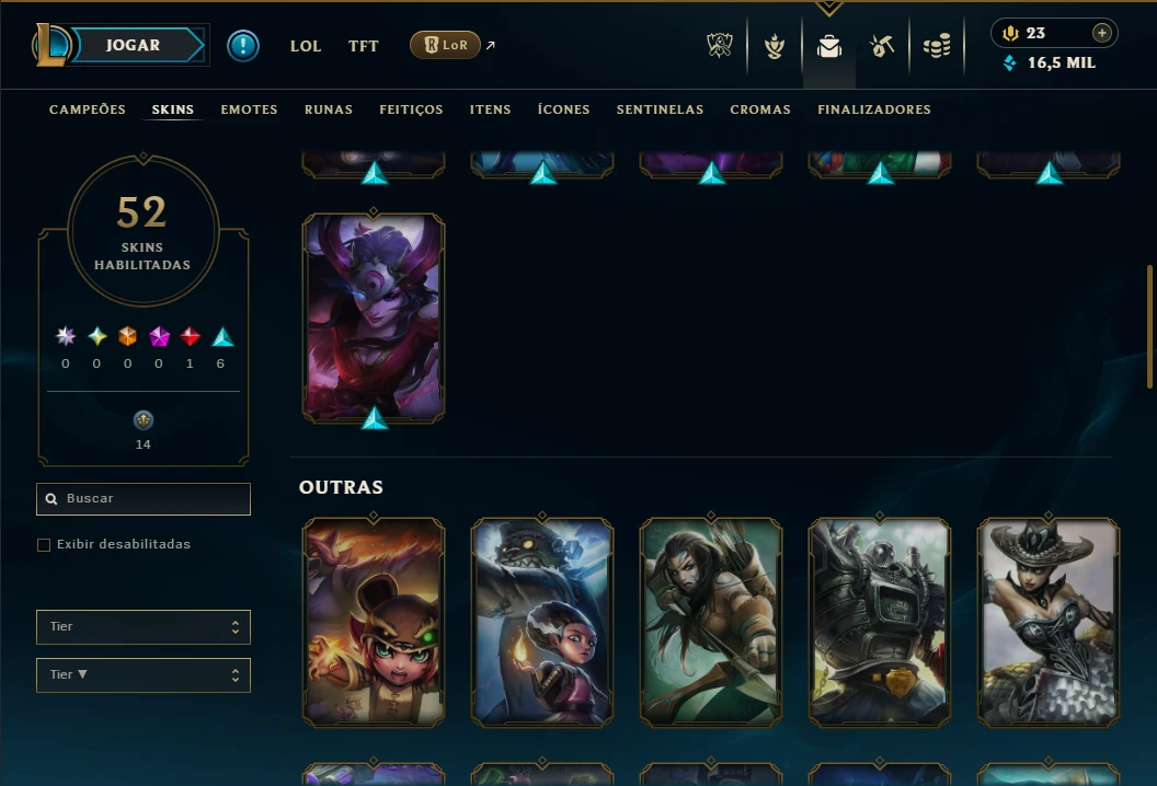 Unranked com 110 Champs e 52 Skins - League of Legends LOL