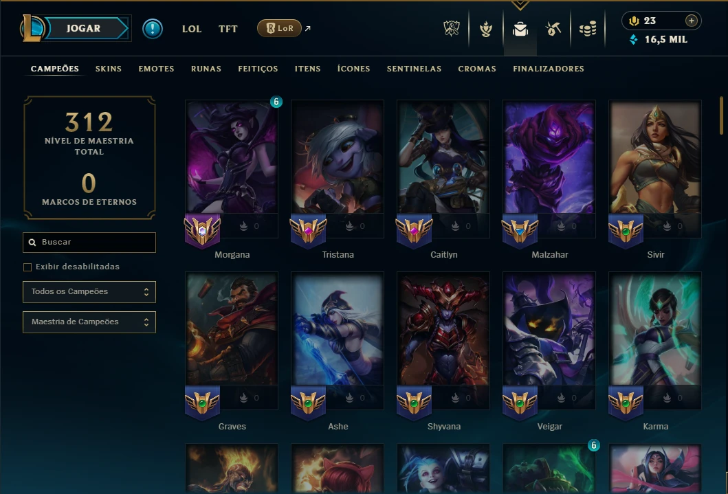 Unranked com 110 Champs e 52 Skins - League of Legends LOL