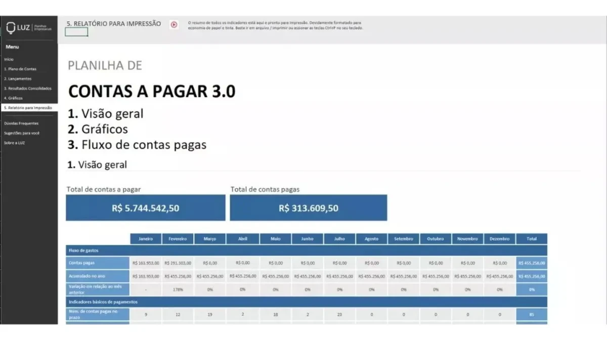 Planilha De Contas A Pagar 3.0 - Serviços Digitais