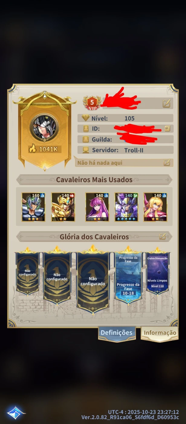 Conta CDZ Legend of justice - Outros