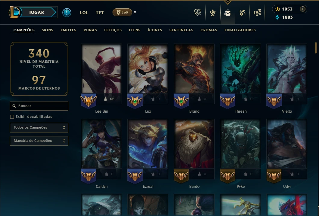 Ouro 4 com TODOS os Champs e 184 Skins +5 Prestigios - League of Legends LOL