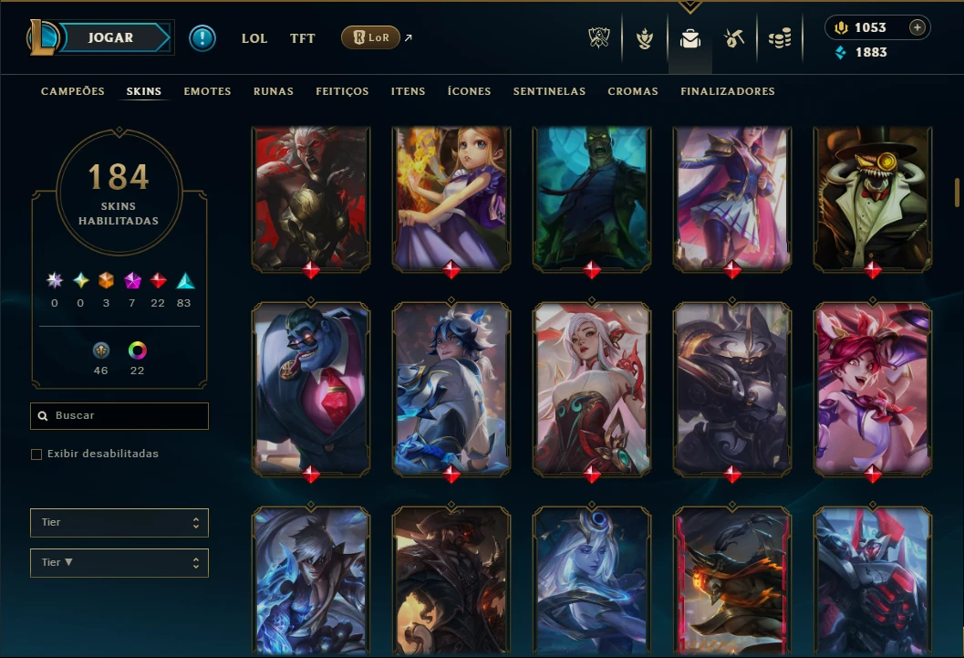 Ouro 4 com TODOS os Champs e 184 Skins +5 Prestigios - League of Legends LOL
