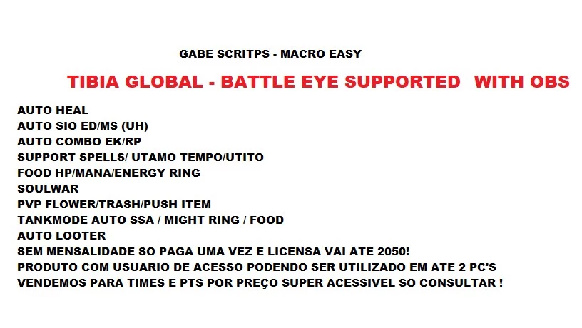 SCRIPT HEAL LIFE/MP TIBIA FUNCIONANDO NO GLOBAL!