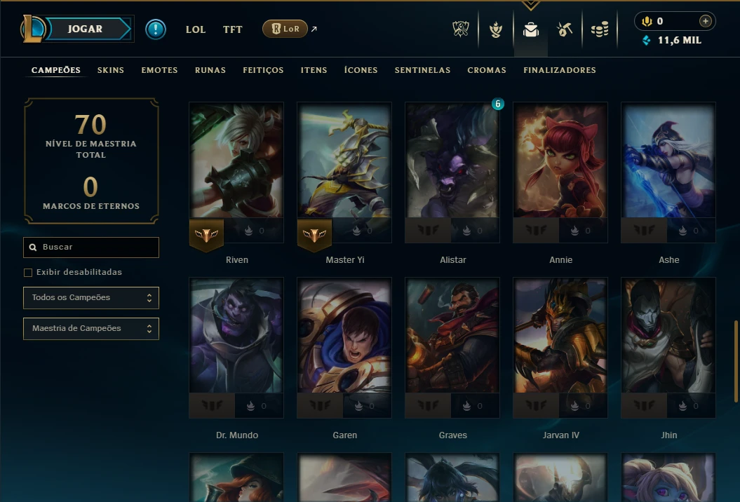 Esmeralda 1 com 55 Champs e 12 Skins - League of Legends LOL